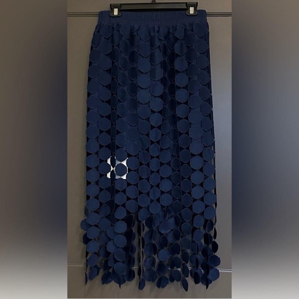 Cicy Bell Fun and Flirty Navy Blue Women's Midi Skirt Size Large NWT - Picture 5 of 11